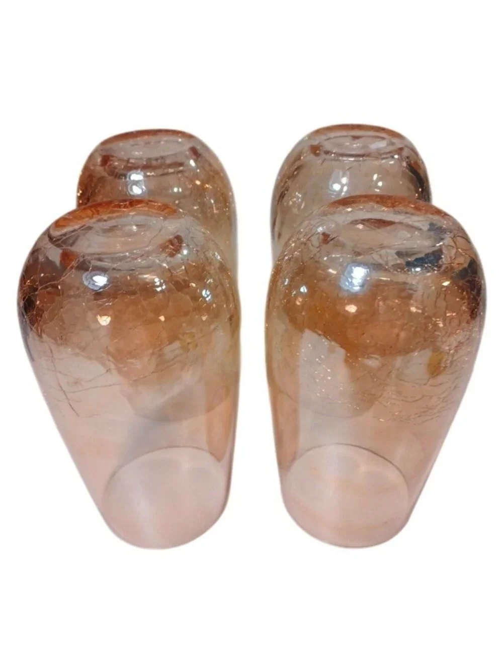 4 Pier 1 Reflections Crackled Amber Gold Glass Tumblers 16 Oz Vintage 6